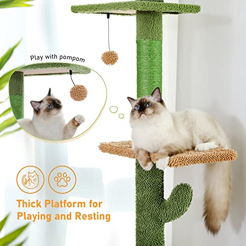 PAWZ Road Cactus Floor to Ceiling Cat Tree - 5-Tier Adjustable Tower