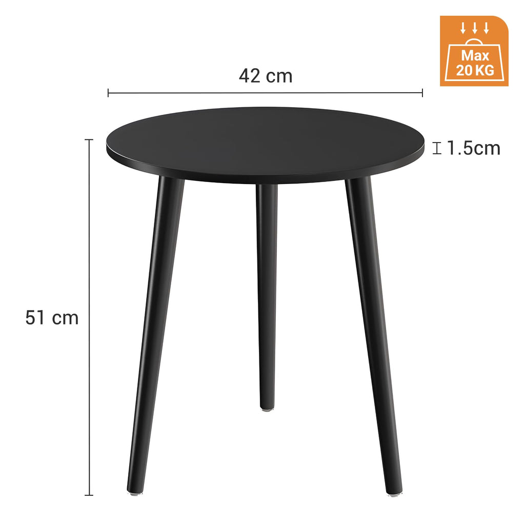 APICIZON Round Side Table – Black Wooden End Table for Small Spaces