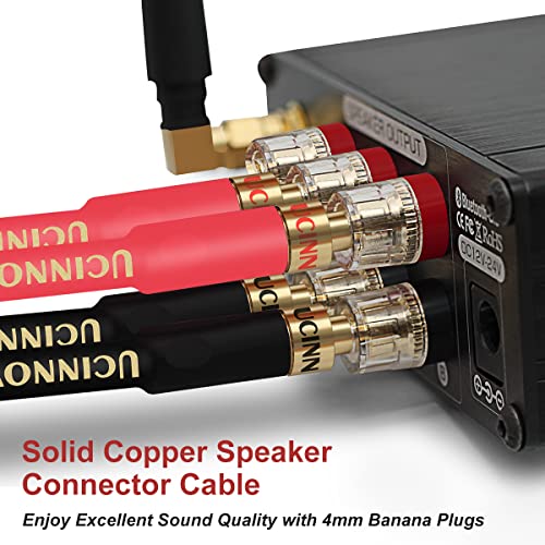 WOWLED 14 AWG Pure Copper Speaker Cable with Banana Plugs, 2 Pack | 13.12FT