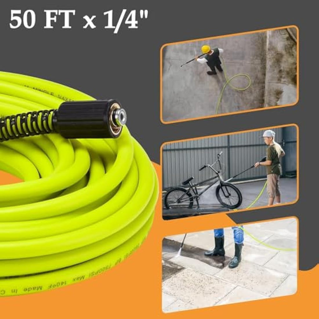 M MINGLE Pressure Washer Hose – 50 FT x 1/4" 3600 PSI with M22 Fittings
