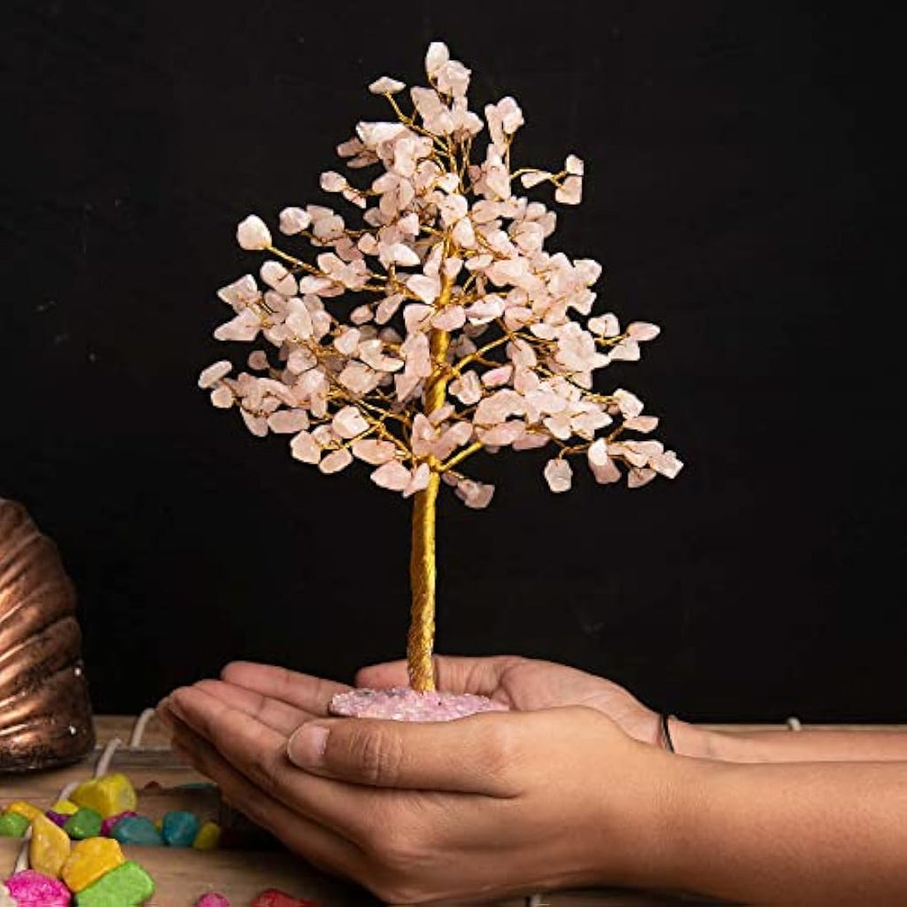 Rose Quartz Crystal Tree - 300 Bead Gemstone Healing Decor