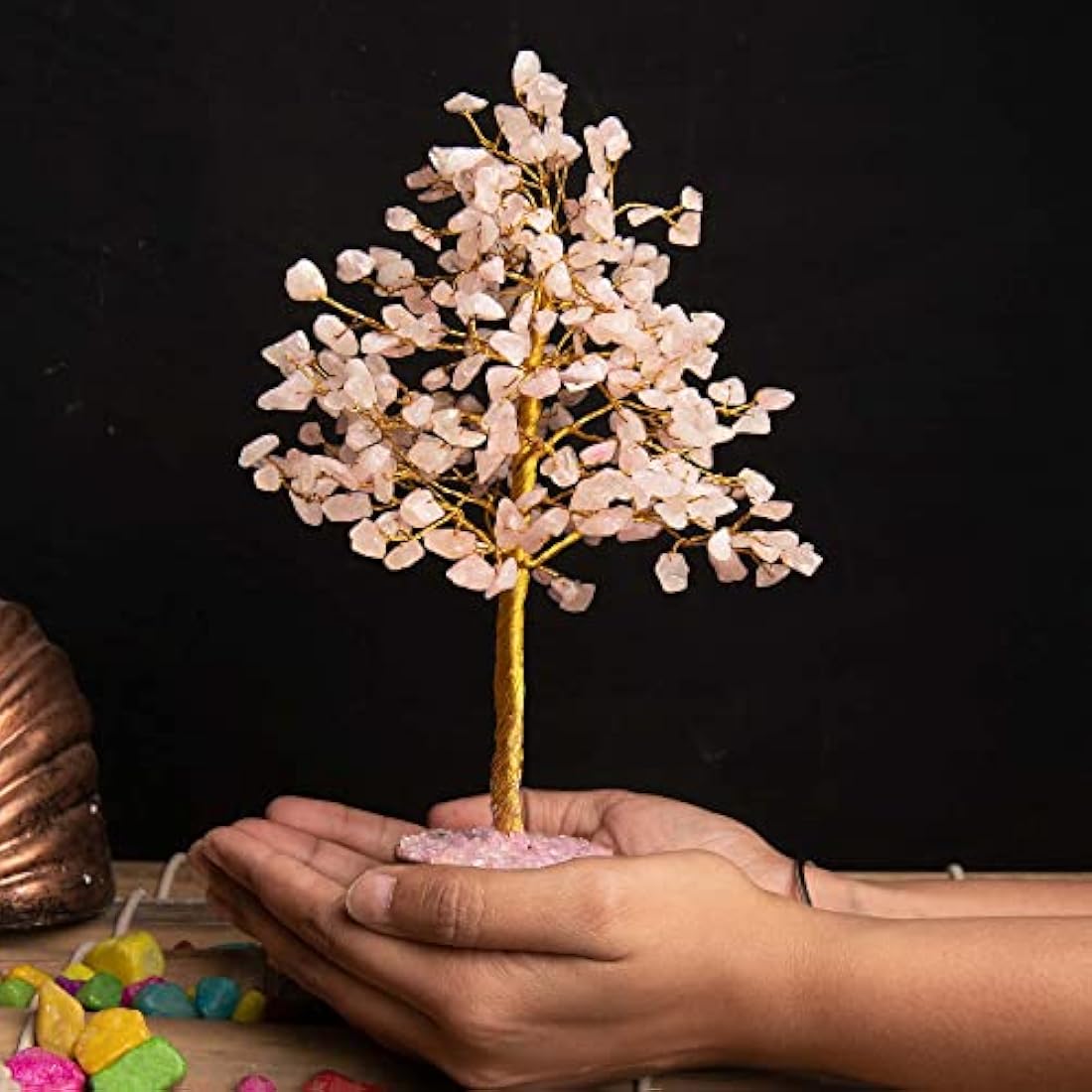 Rose Quartz Crystal Tree - 300 Bead Gemstone Healing Decor