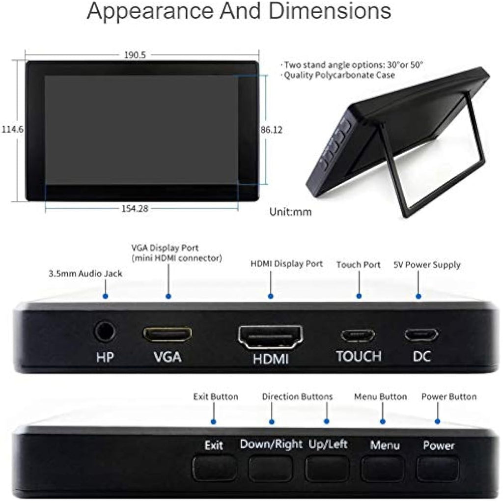 Ingcool 7" HDMI LCD Capacitive Touchscreen Monitor for Raspberry Pi