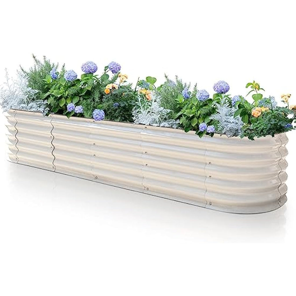 Byhagern Galvanized Raised Garden Bed – Anti-Rust Metal Planter, Beige