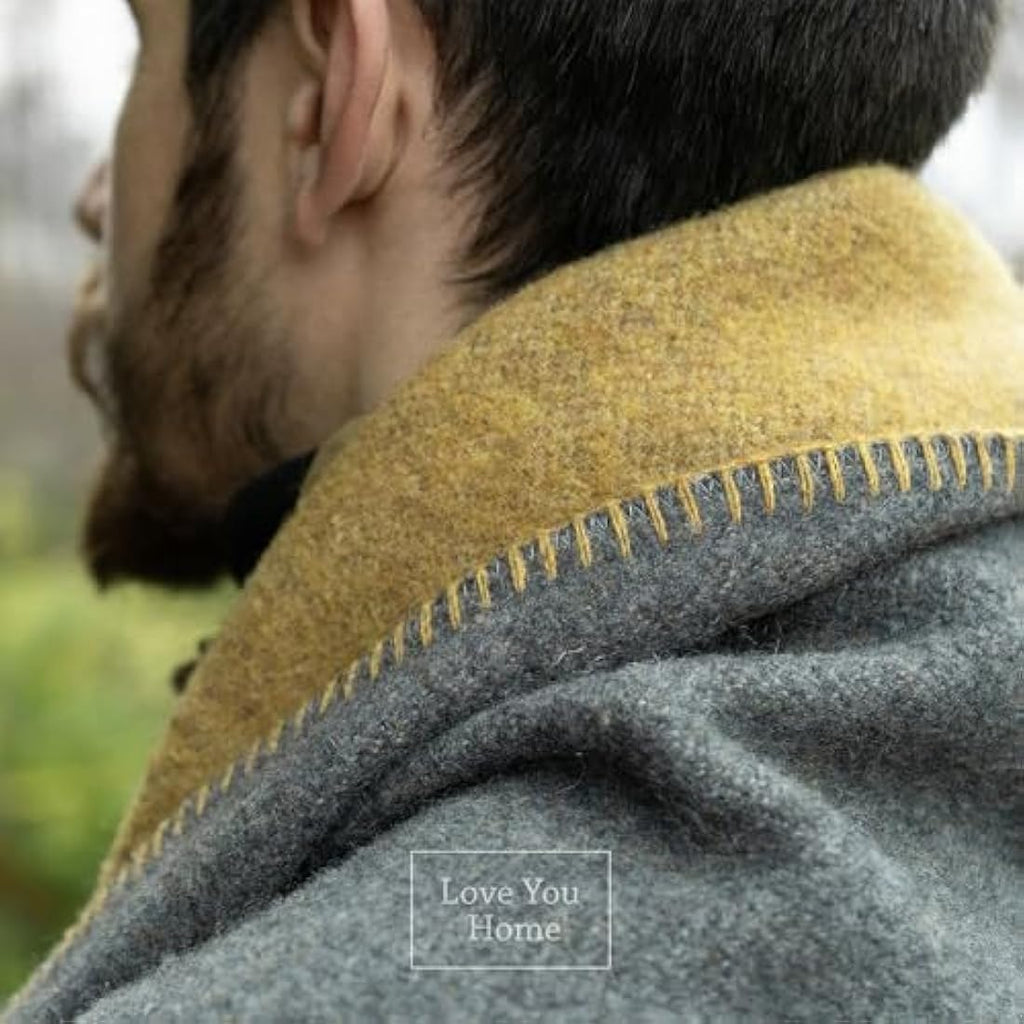 LYHome Merino Wool Travel Blanket – Warm Outdoor Camping Throw, Gray