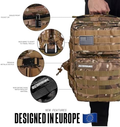 Elitex Training 25L Tactical Military Backpack | Waterproof Gym Bag