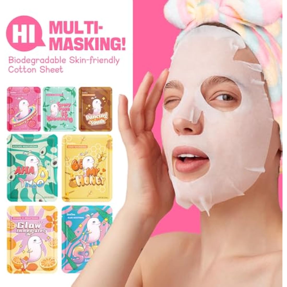 ZealSea Facial Sheet Mask Pack of 21 | Hydrating & Brightening Cotton Masks