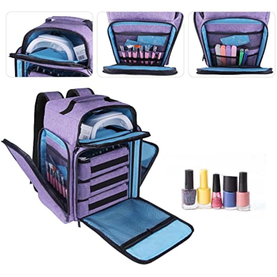 Famard Nail Polish Organiser Backpack – Holds 108 Bottles & Nail Lamp