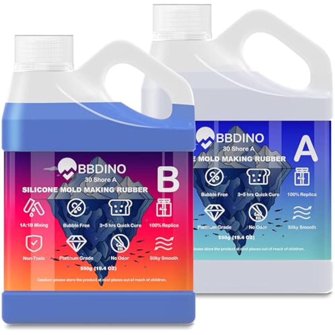 BBDINO Silicone Mould Making Kit | 30A Liquid Rubber Sapphire Blue 38.8oz