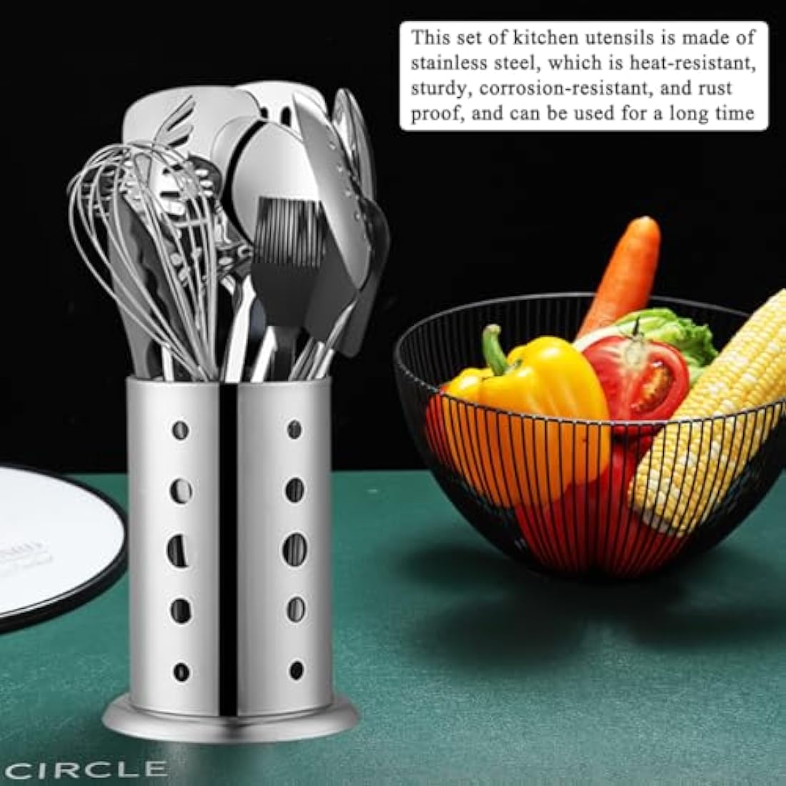ReaNea 40-Piece Stainless Steel Kitchen Utensils Set with Holder