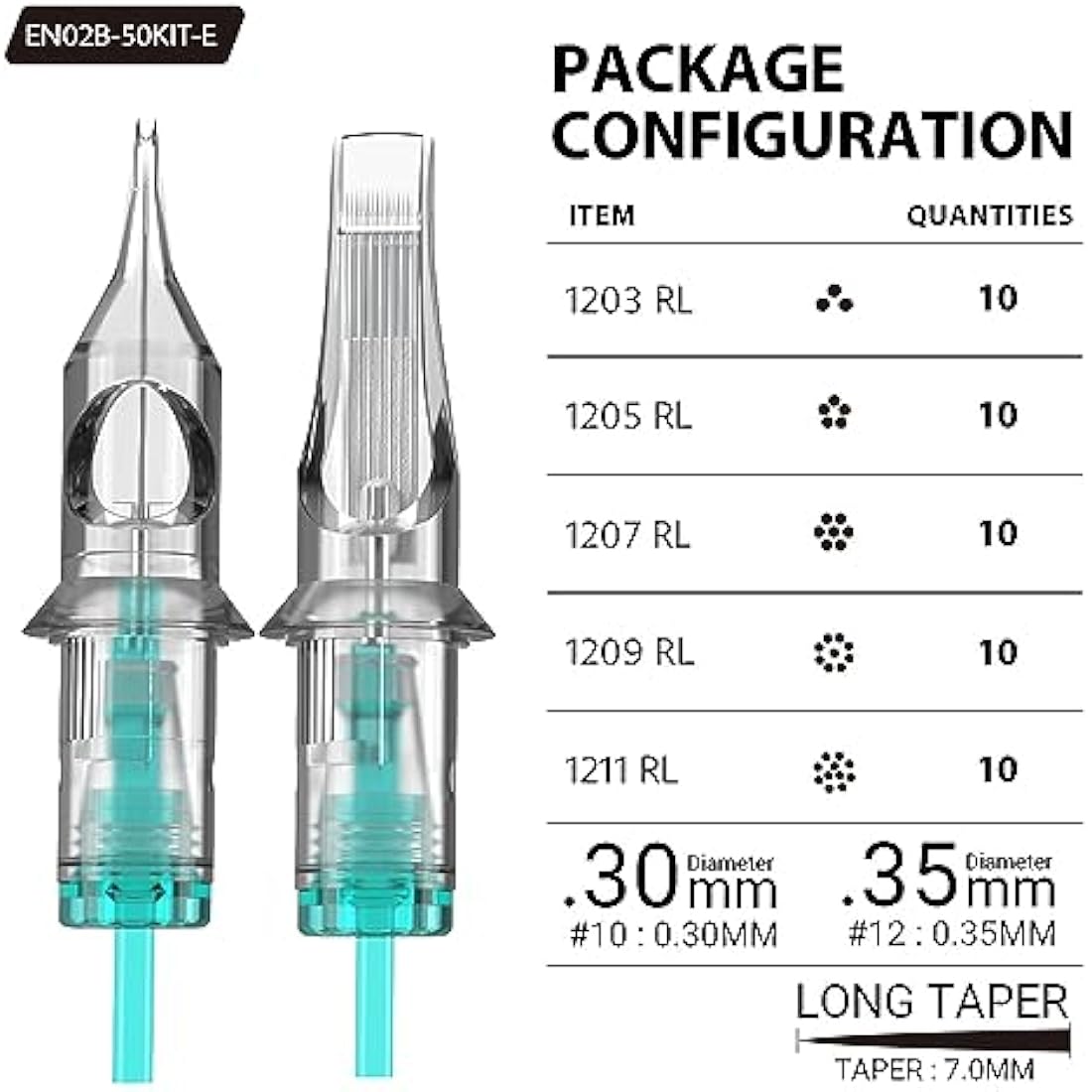 STIGMA 50Pcs Tattoo Cartridges - Mixed Round Liner Sterilized Needles