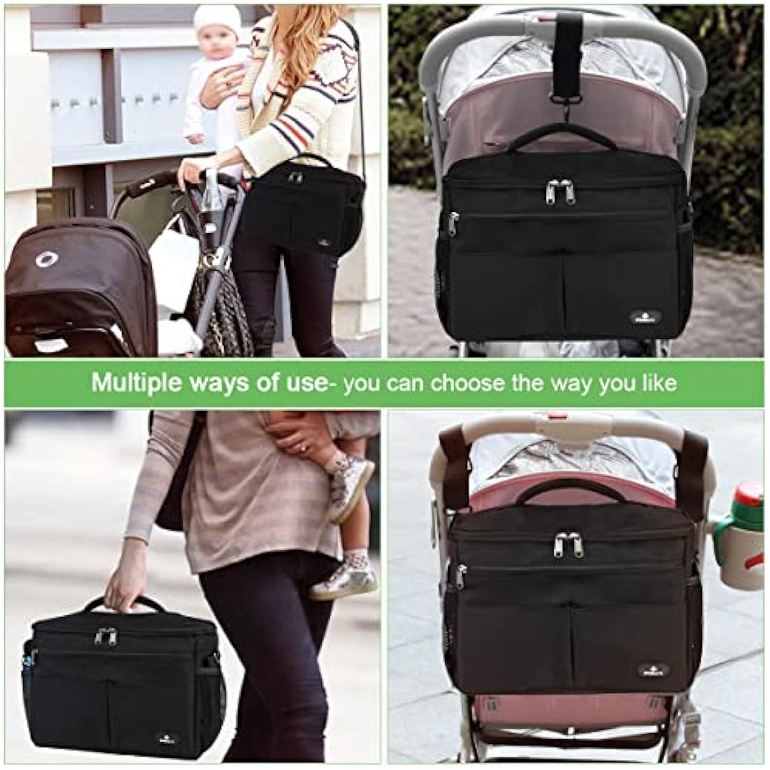 Philorn Universal Pram Organiser Bag with Insulated Cup Holders