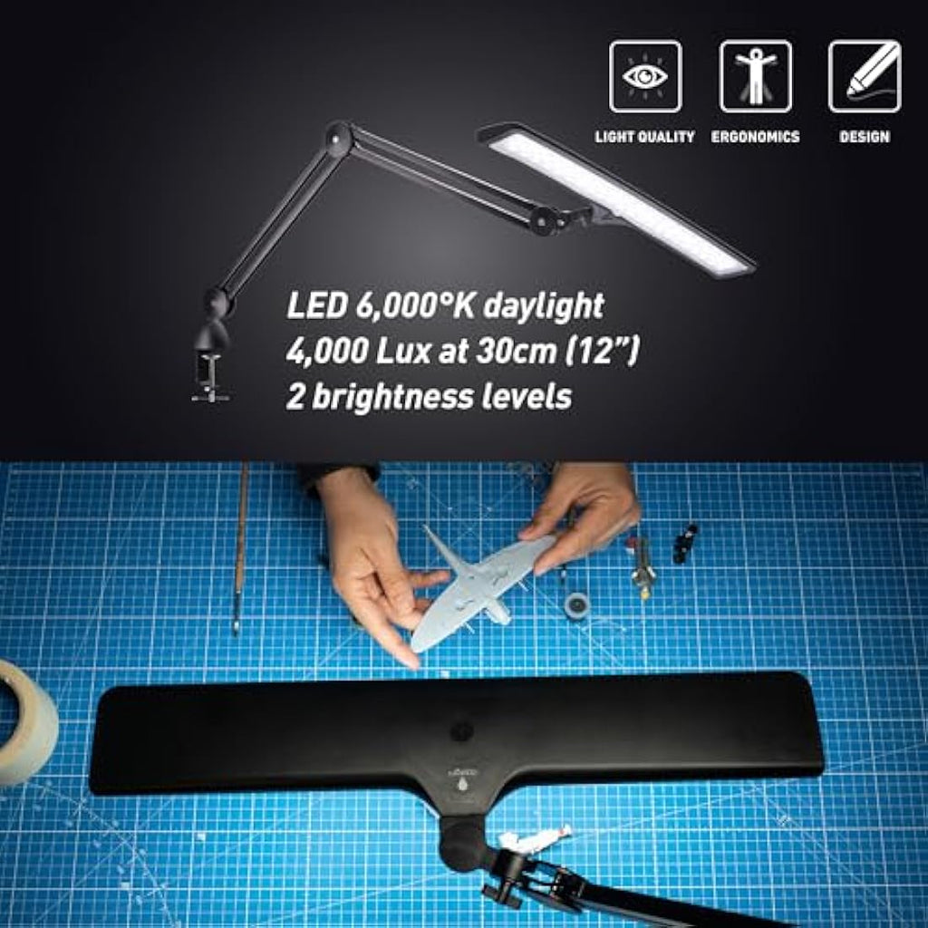 Daylight Lumi LED Task Lamp – 3800 Lux High CRI Desk Lamp - Black