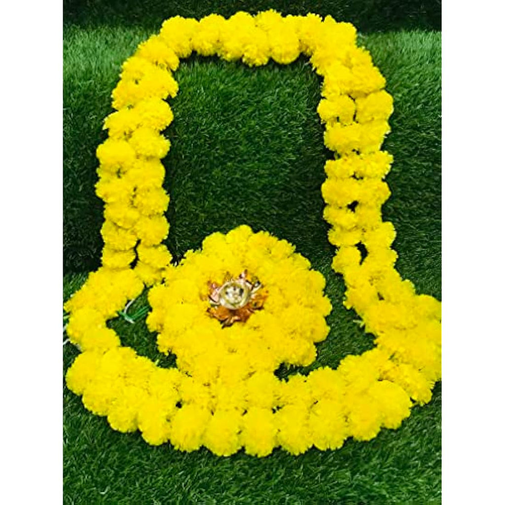 Jolof Store Artificial Marigold Garland - 5ft Yellow Floral Decor (5 Pack)