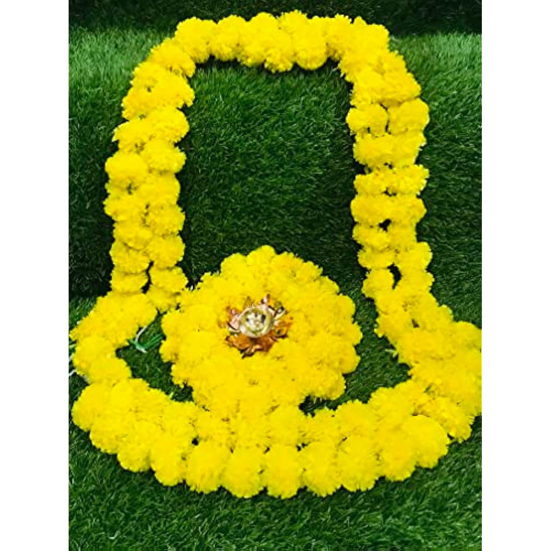 Jolof Store Artificial Marigold Garland - 5ft Yellow Floral Decor (5 Pack)