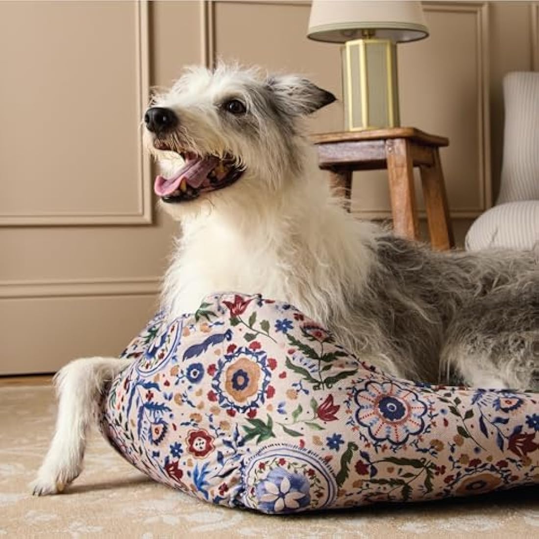 Rosewood x Joules Large Dog Bed | Floral Box Bed with Non-Slip Base
