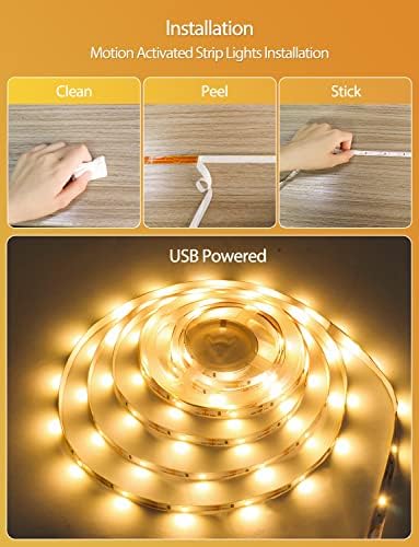 Motion Sensor LED Strip Lights – 3M Warm White Night Light