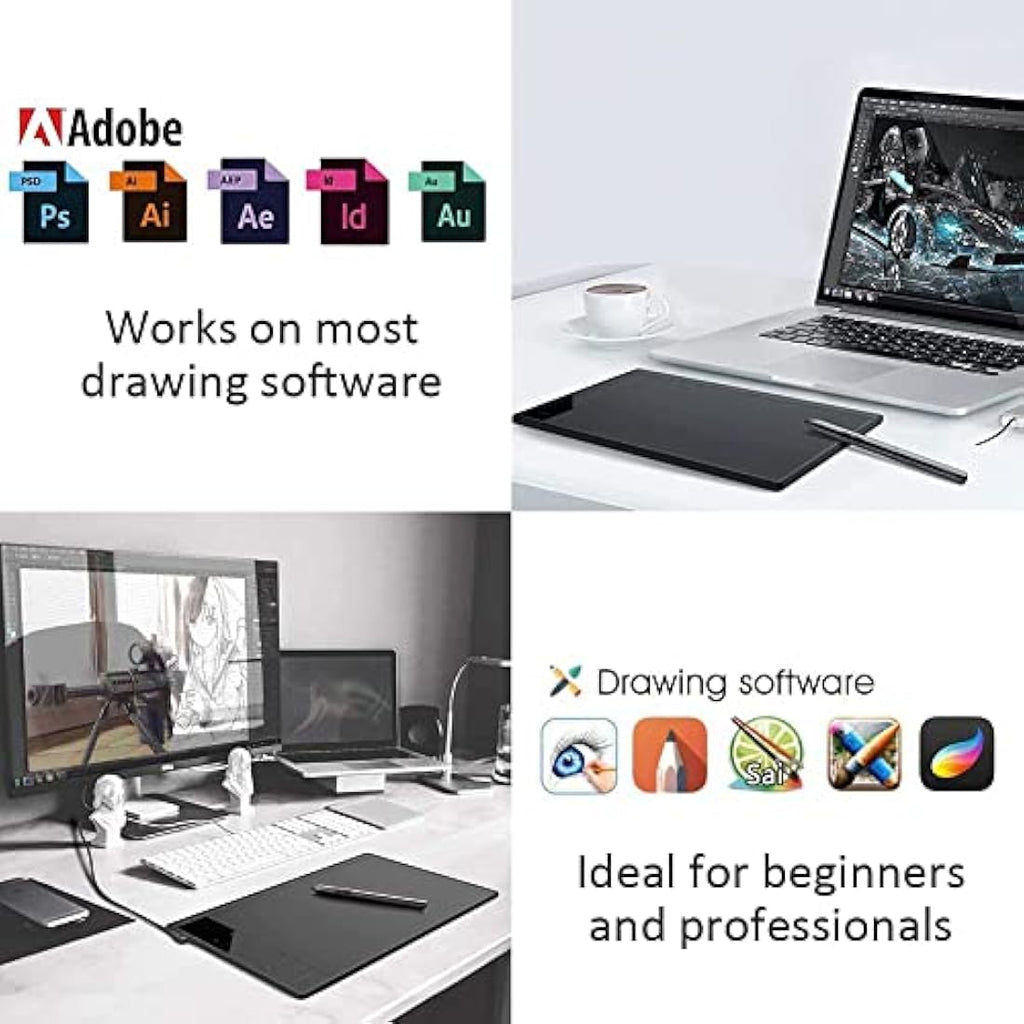VEIKK A30 Graphic Drawing Tablet – 10x6 Inch Pad with Battery-Free Pen
