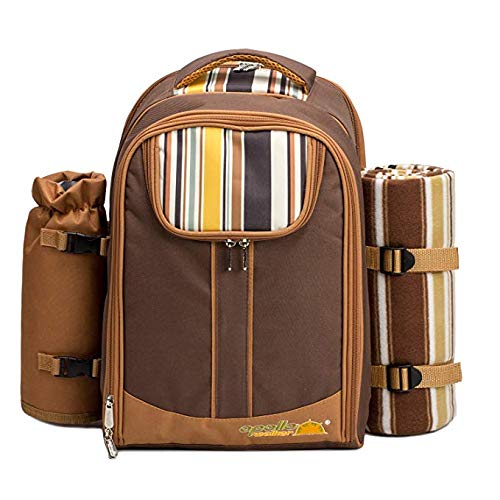 Apollo Walker 2 Person Picnic Backpack with Blanket & Tableware – Brown