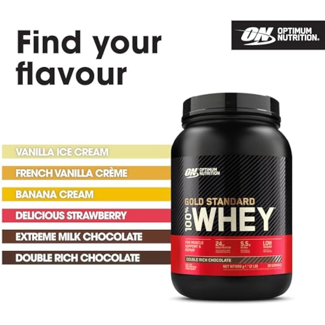 Optimum Nutrition Gold Standard Whey Protein - Double Rich Chocolate - 899g