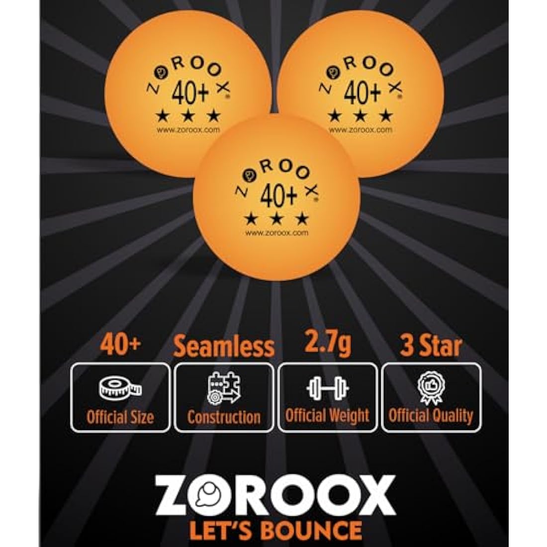 ZOROOX 3-Star Table Tennis Balls | 40+ ABS Competition Ping Pong Balls