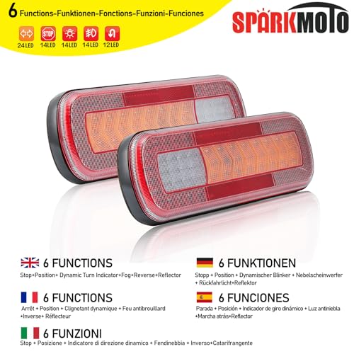 SPARKMOTO LED Trailer Lights | 12V 24V Waterproof Tail Lamps for Truck