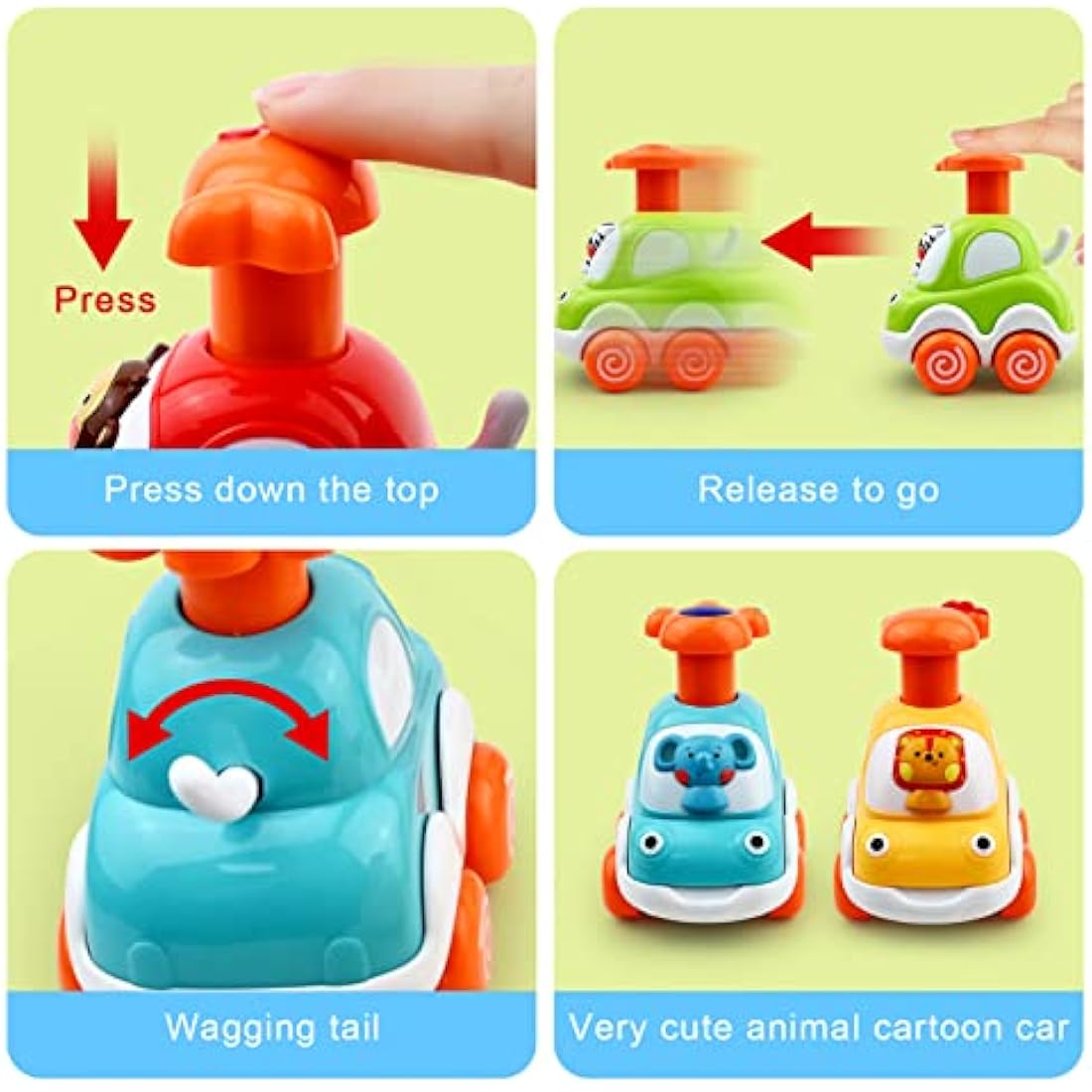 Press and Go Animal Toy Cars – Eco-Friendly Toddler Gifts