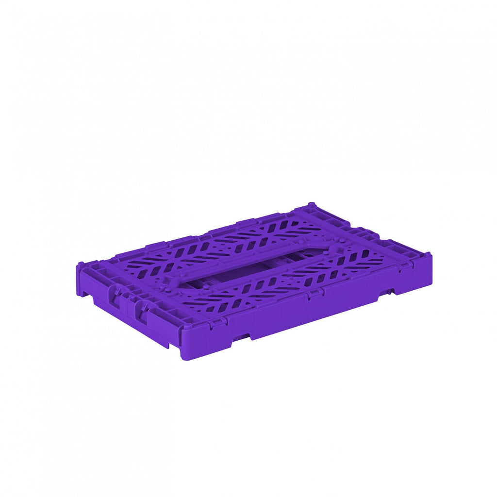 AYKASA Folding Crate, Sturdy Folding Box, Plastic, Stackable, Purple, Mini 27 x 17 x 11 cm