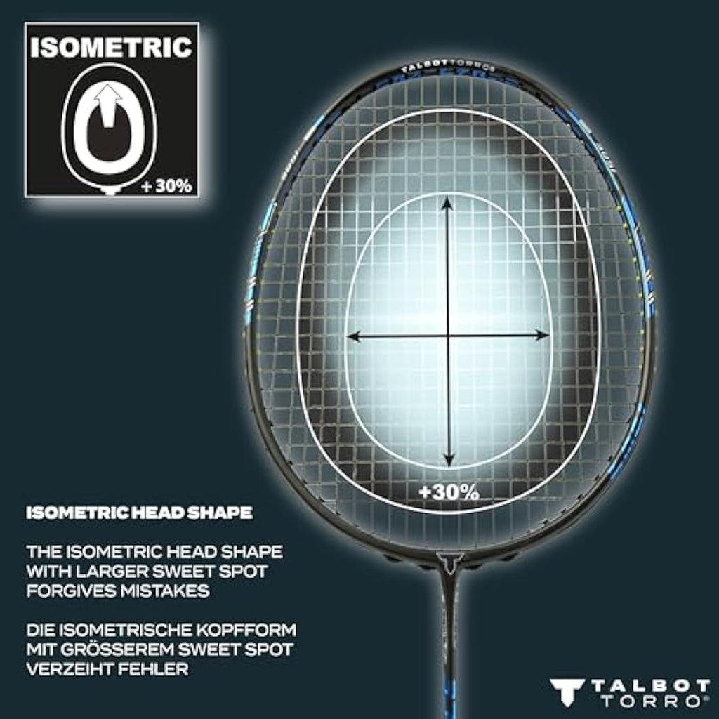 Talbot Torro Badmintonschläger Isoforce 411 – 100% Graphit, Cyan/Schwarz