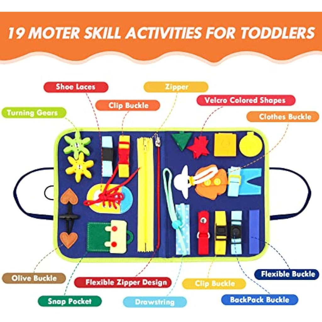 Hooku Montessori Busy Board – Toddler Sensory Travel Toy for Fine Motor Skills