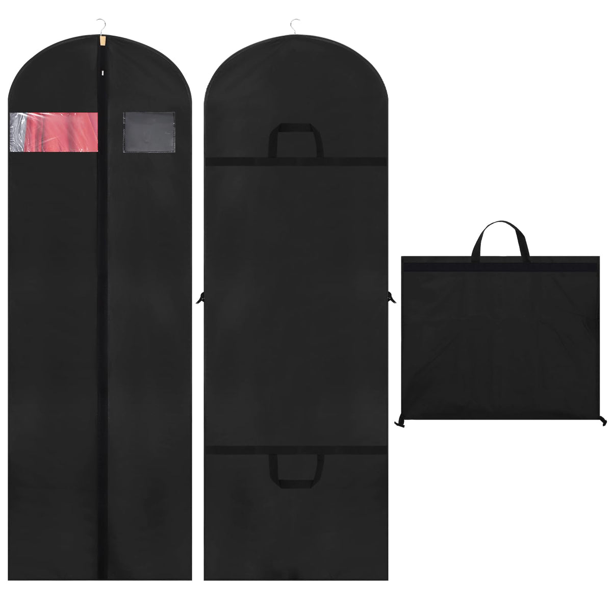 Dntorx 2PCS Long Dress Bags Covers PEVA Wedding Dress Bags 71in, Black - image 1
