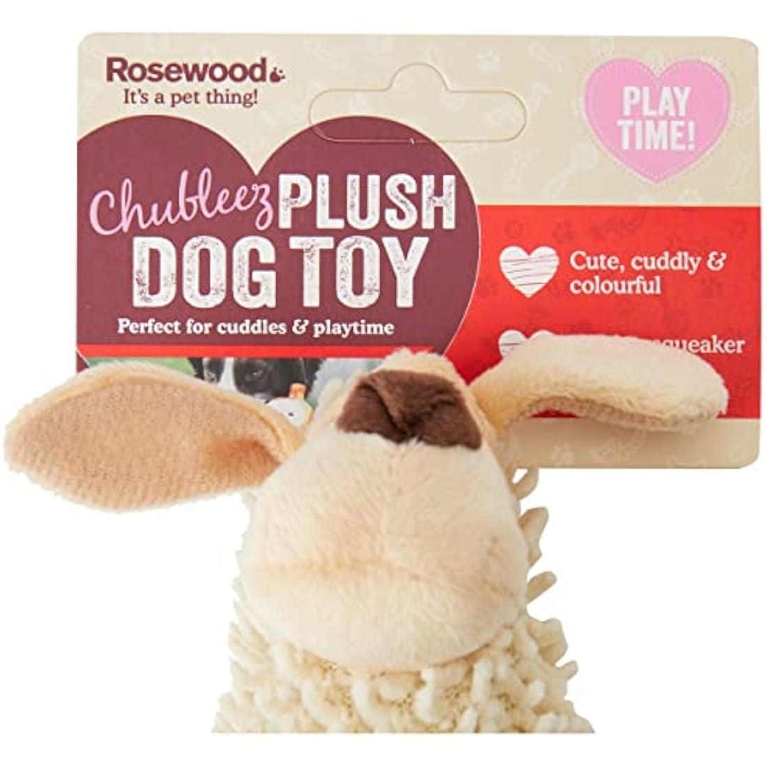 Rosewood Chubleez Noodle Buddy Squeaky Plush Dog Toy for Puppies