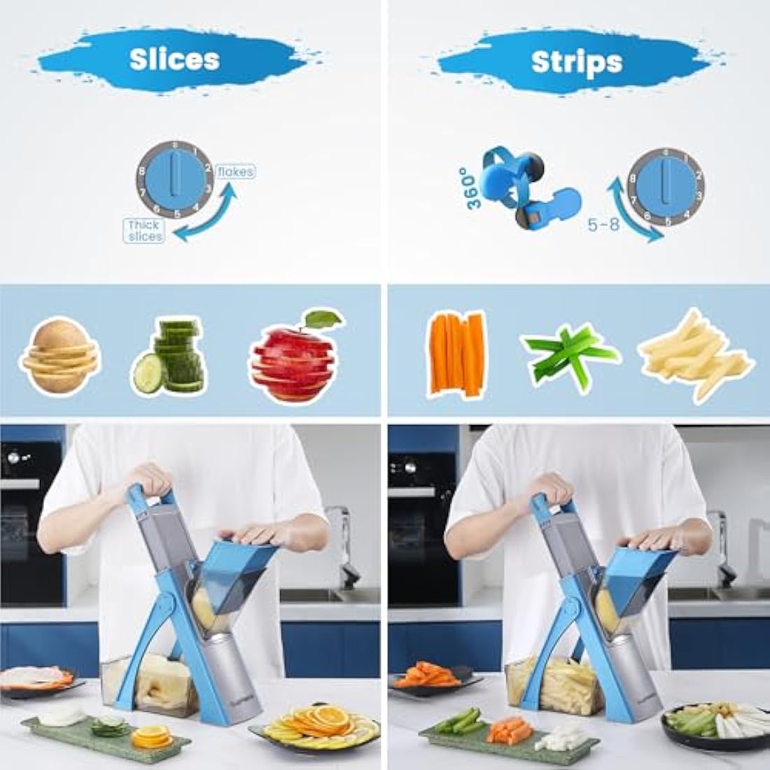 Supmakin Safe Mandoline Vegetable Slicer - Adjustable Dicer & Chopper