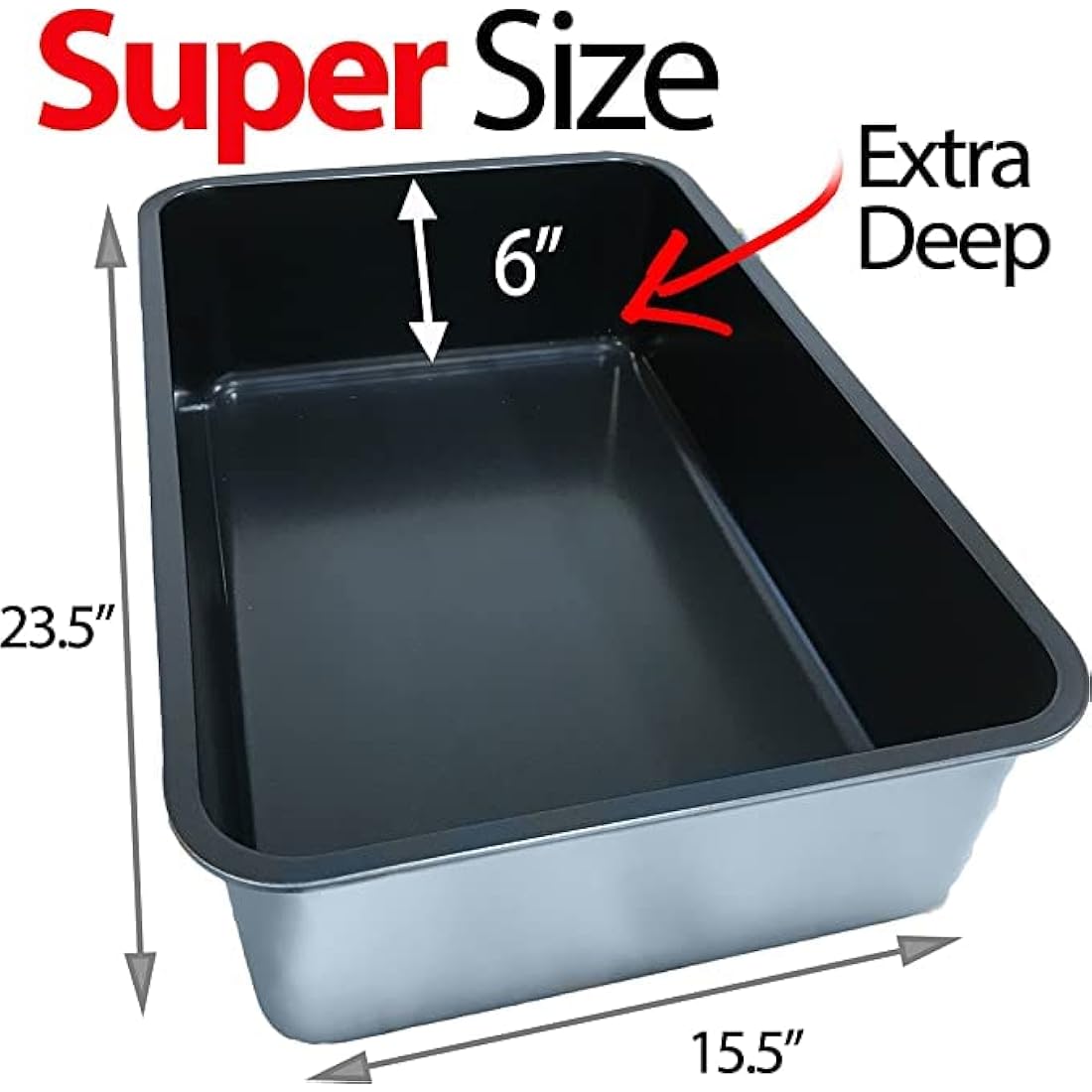 iPrimio XL Stainless Steel Cat Litter Box – Non-Stick High-Sided Tray