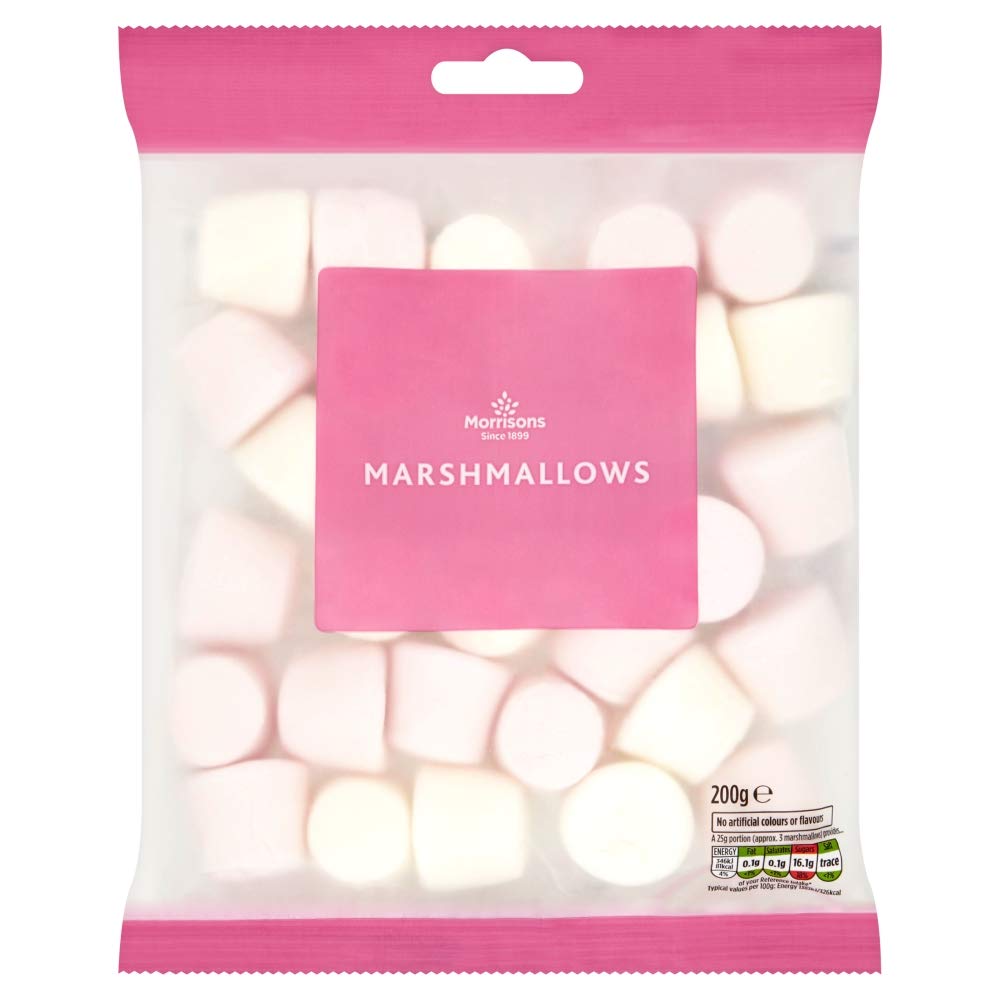 Morrisons Marshmallows – No Artificial Flavours – 200g (Pack of 12)