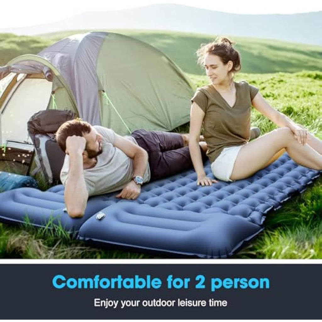 Jolof Store 12cm Thickened Camping Mat | Inflatable Sleeping Pad – Blue Gray