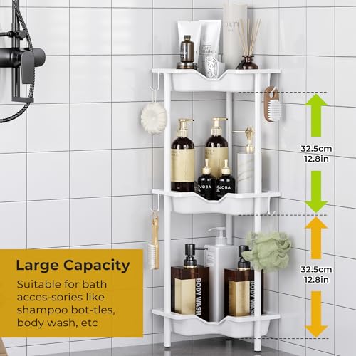 OriwarE 3-Tier Rustproof Corner Shower Caddy - Floor Standing Shelf