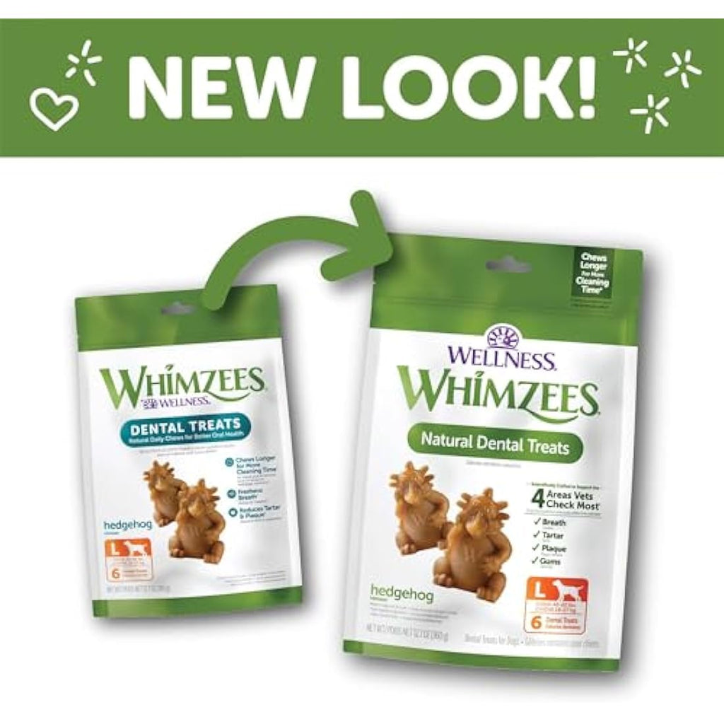 WHIMZEES Natural Dental Dog Treats – Hedgehog Shape, Large (7 Count)
