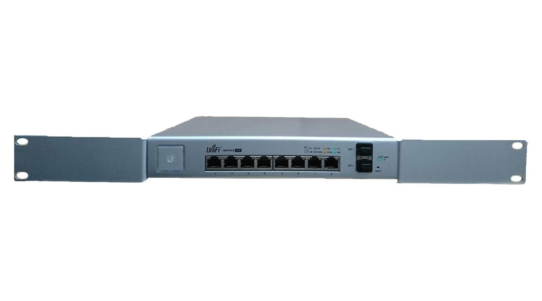 RACKIDEA Rack Mount Brackets for UniFi Switch 8 Port 150W - Silver
