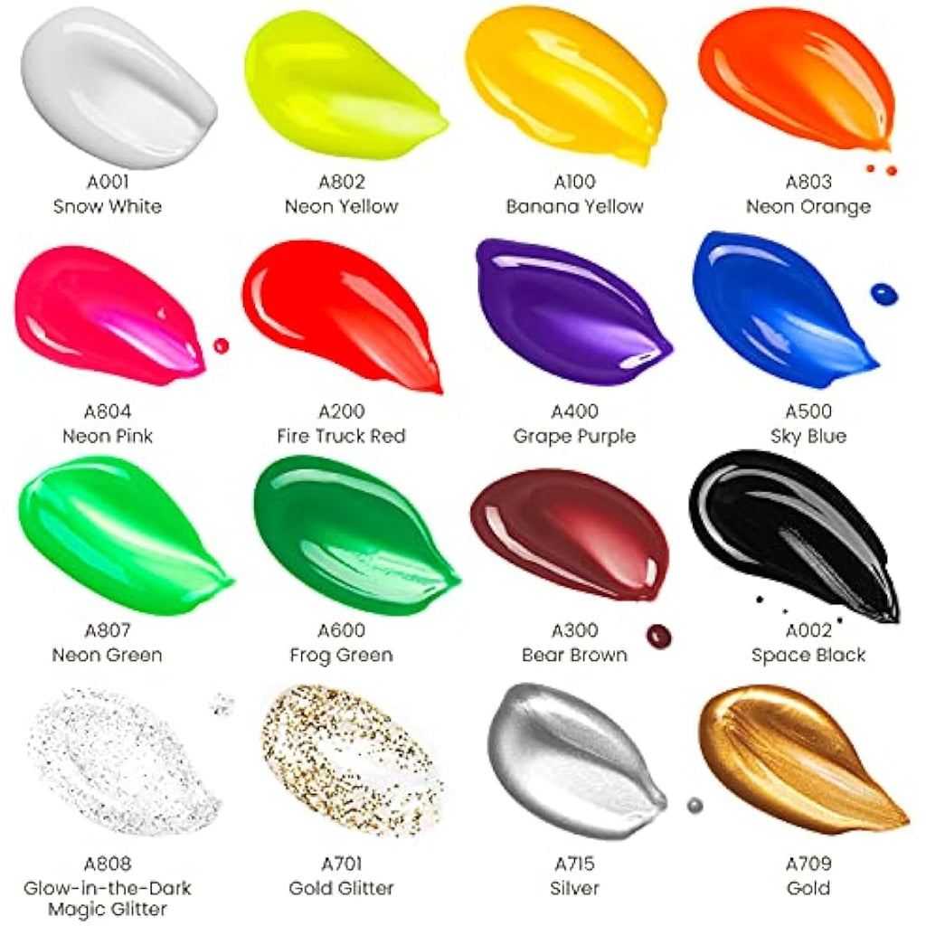 Arteza Kids Washable Tempera Paint Set – 16 Non-Toxic Colors, 400ml