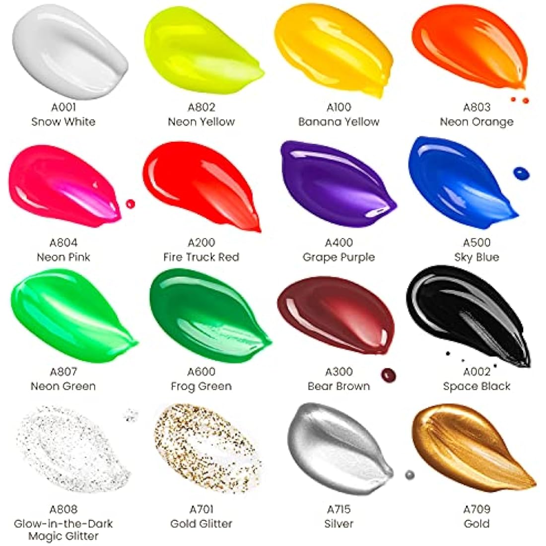 Arteza Kids Washable Tempera Paint Set – 16 Non-Toxic Colors, 400ml