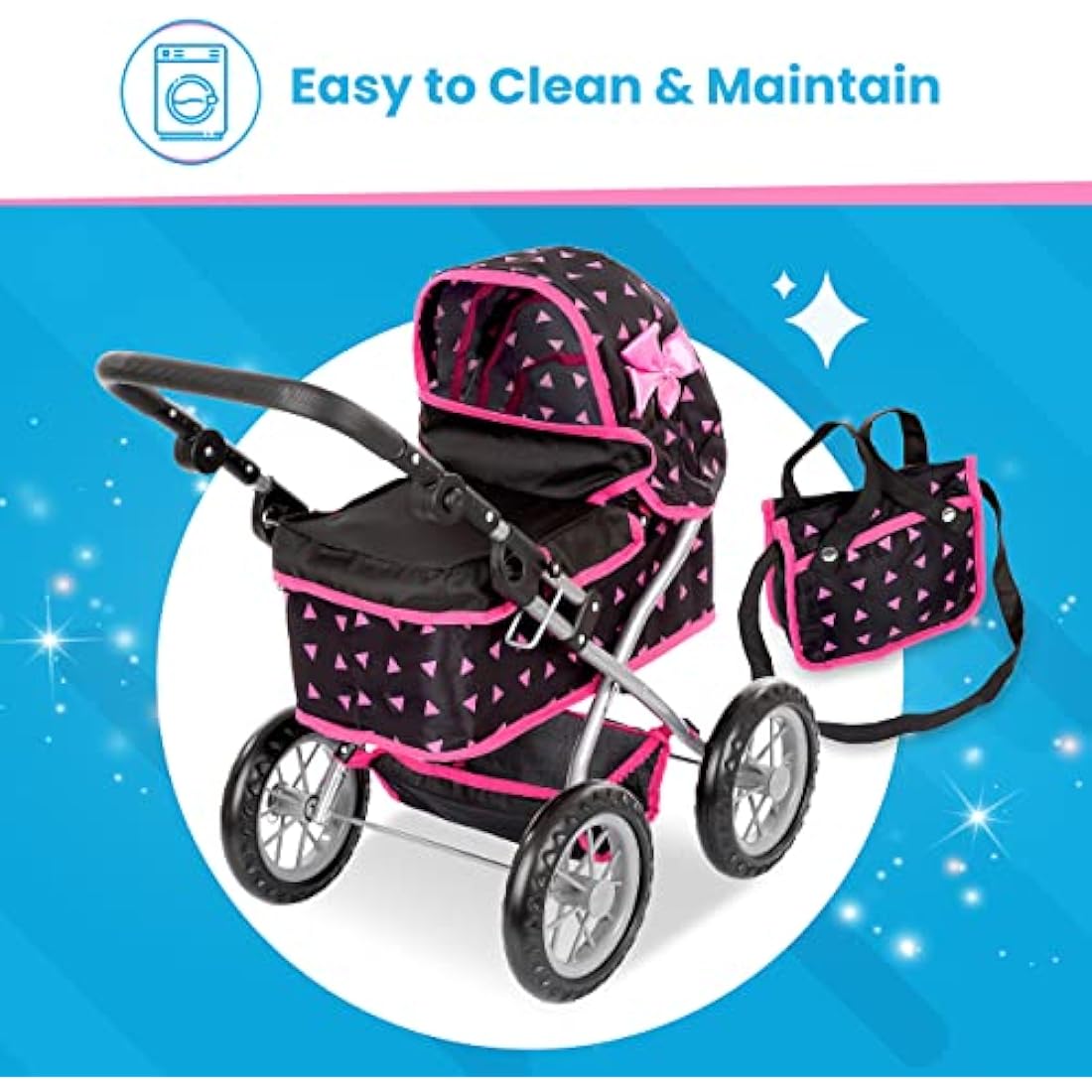 Kinderplay Doll Pram – Toy Stroller with Adjustable Handle (KP0261R)