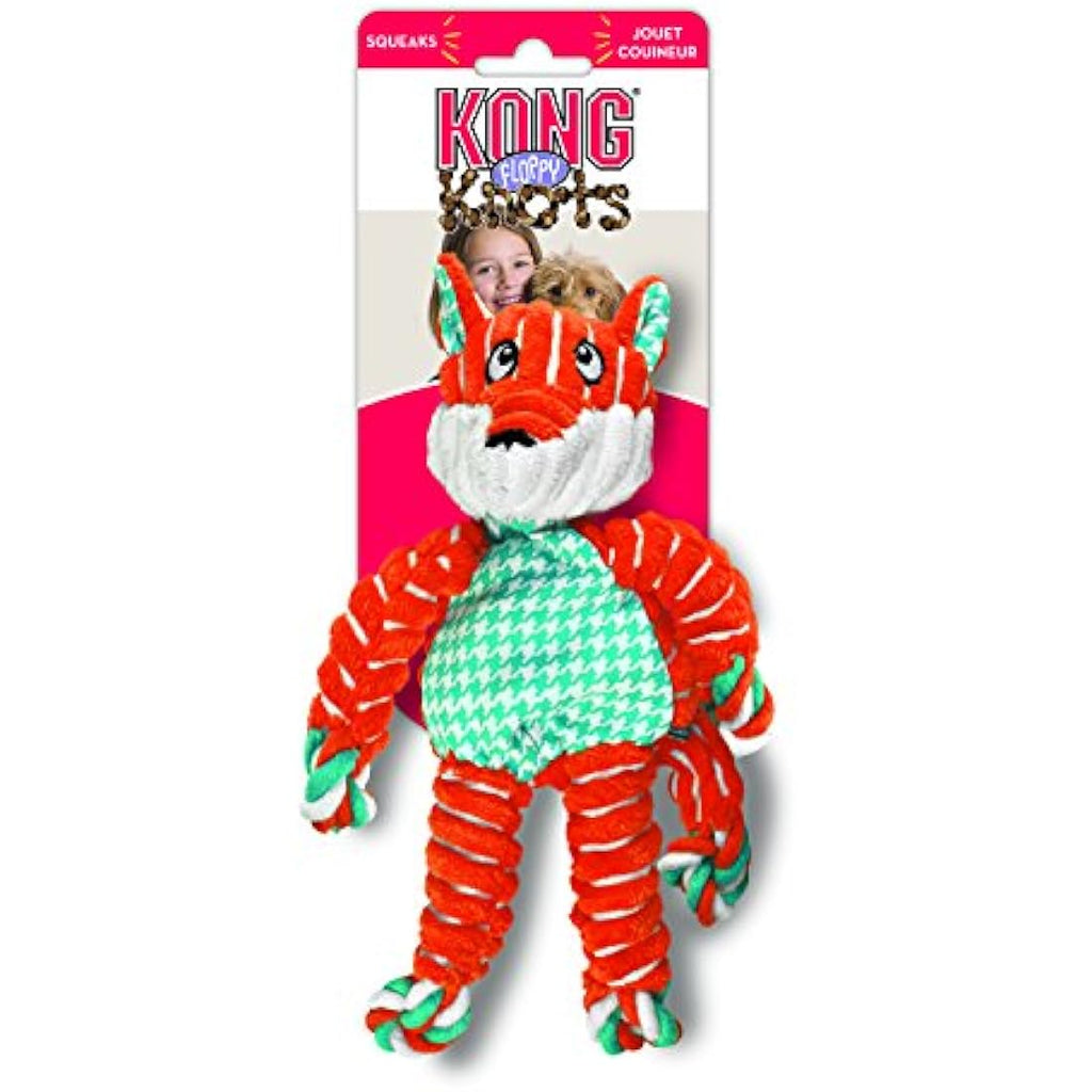 KONG Floppy Knots Fox Dog Toy – Internal Knotted Rope Squeaky Plush