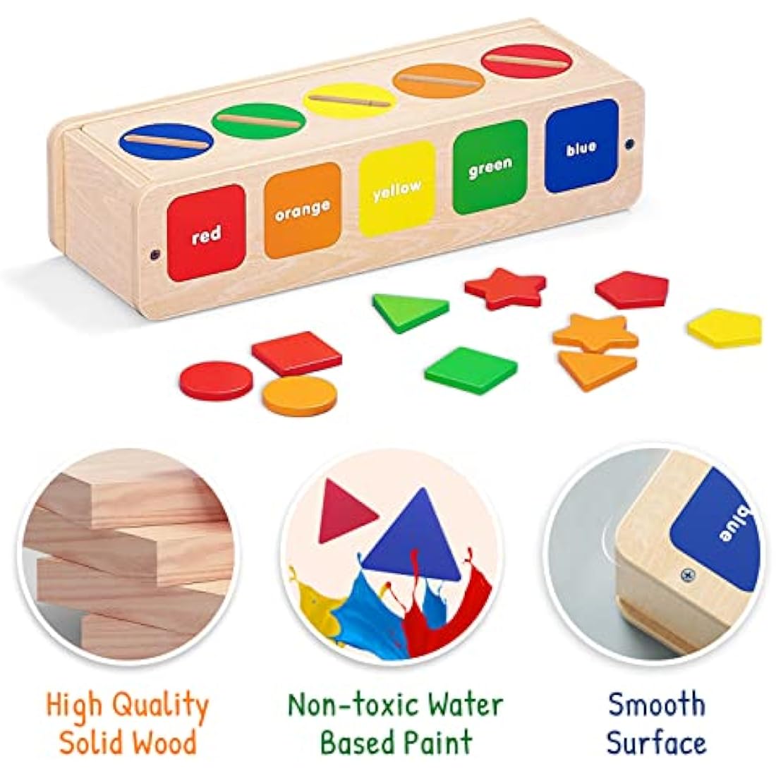 Wooden Montessori Shape Sorting Toy for Toddlers Age 2-3