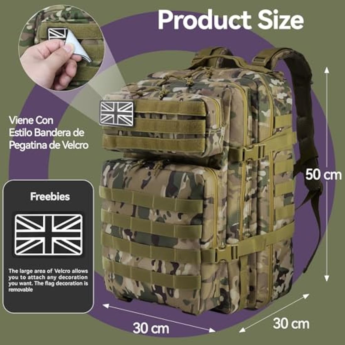 Delgeo 45L Military Tactical Backpack – Waterproof MOLLE Assault Pack