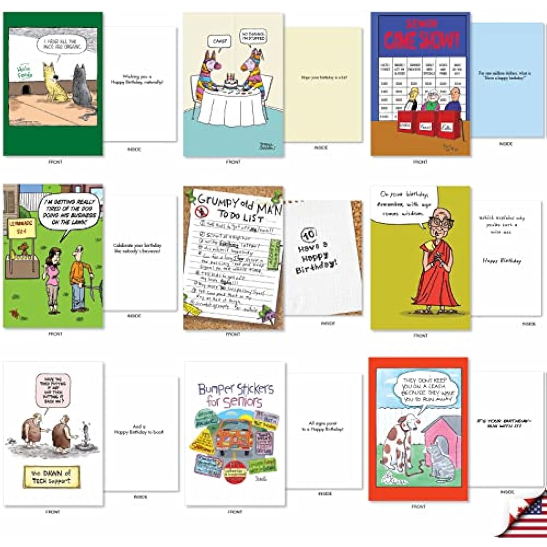 NobleWorks Funny Birthday Cards Bulk Box Set - 36 Assorted Humor Designs