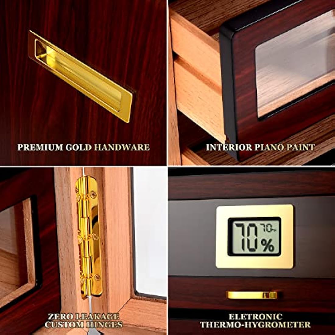 Marvero Cedar Wood Cigar Humidor Cabinet | 150 Count with Digital Hygrometer