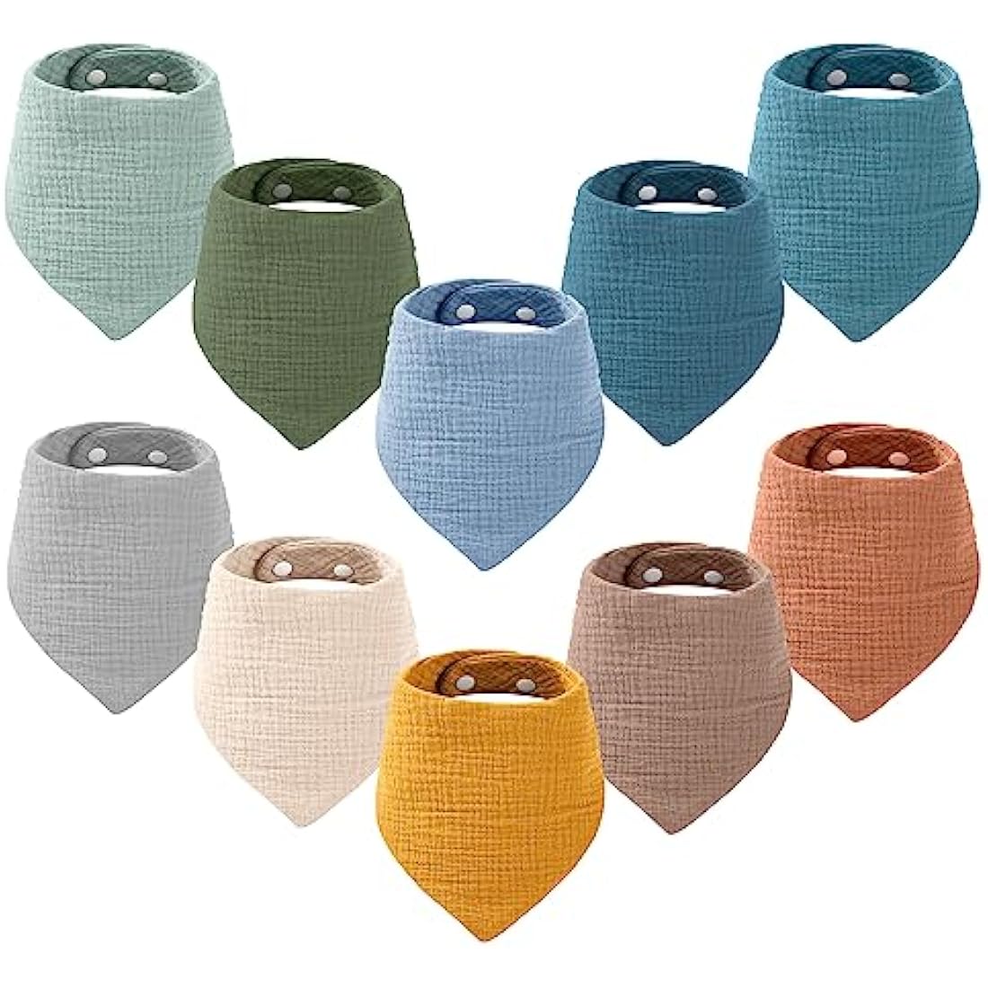Yoofoss Muslin Baby Bibs | 10-Pack 100% Cotton Drool Bandana Bibs