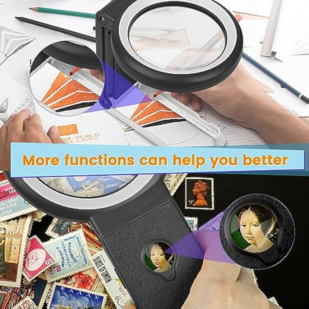30x 40x LED Magnifying Glass with Light and Folding Stand