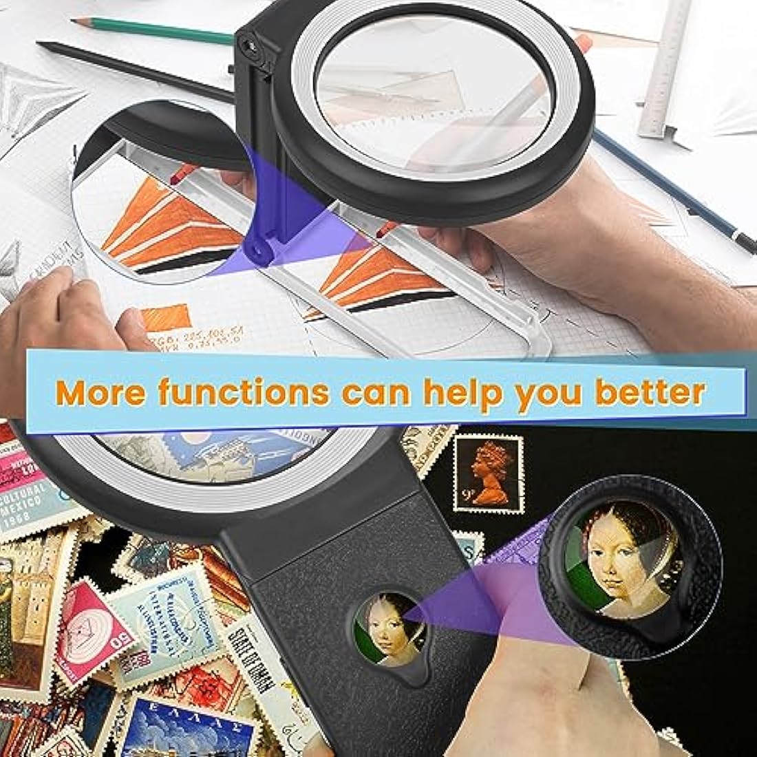 30x 40x LED Magnifying Glass with Light and Folding Stand